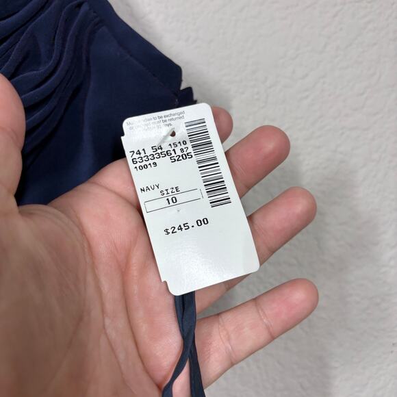 Niteline Della Roufogali 10 Pleated Crisscross Maxi Gown Navy Sweetheart - Picture 7 of 9